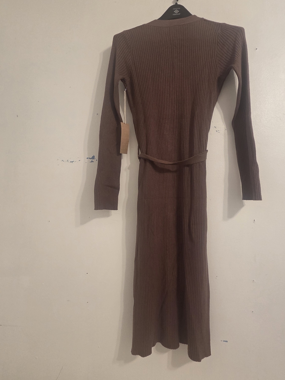 Joseph Ribkoff Long-Sleeve Ribbed Button-Front Dress in Brown - Picture 2 of 7